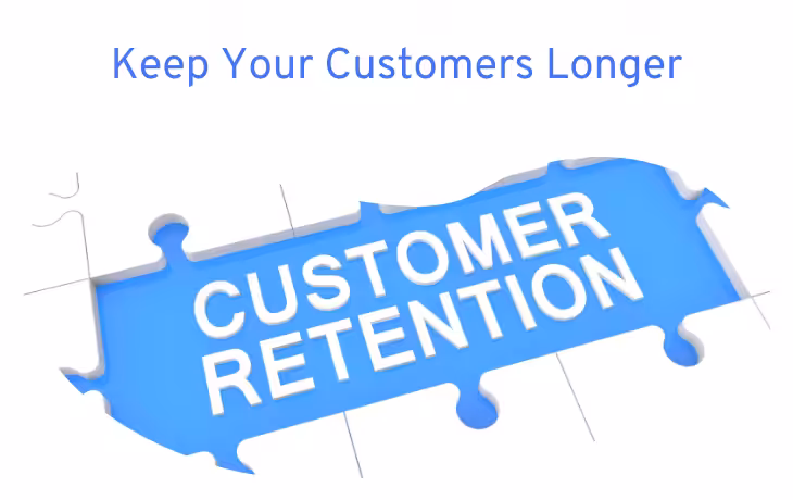Puzzle piece with the words "CUSTOMER RETENTION" on it, below a title about keeping your customers longer.